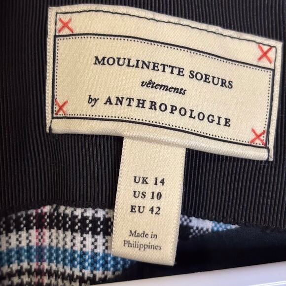 Anthropologie plaid fit and flare dark academia dress cap sleeve size 10 - Picture 3 of 5